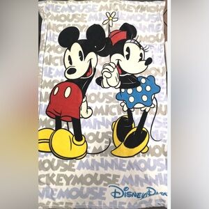 Vintage Disney Parks Fleece Minnie And Mickey Blanket 60" x 40"